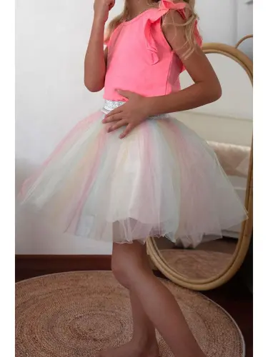 Qiz bola rangli tütü yubka aralash rang (4-10 yosh) - Karişik - 1