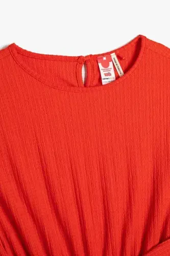 Qiz bola to'liq bo'yli yengsiz dumaloq yoqali kamar detallari bilan kombinezon 3skg80060ak - 3