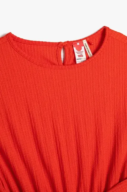 Qiz bola to'liq bo'yli yengsiz dumaloq yoqali kamar detallari bilan kombinezon 3skg80060ak - 3