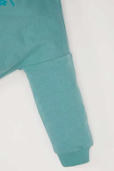 Qiz bola uchun gulli ko'ylak va shim to'plami 2 dona och yashil - 4