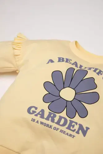 Qiz bola uchun gulli svitshot va leggins 2 qismli to'plam - 4