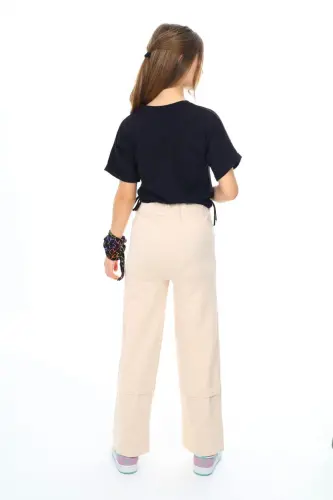 Qiz bola uchun ixcham paxta 100% sport kostyumi - qora - 5