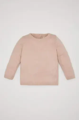 Qiz bola uchun oddiy bichimli, velosiped yoqali kozok - pushti - 5