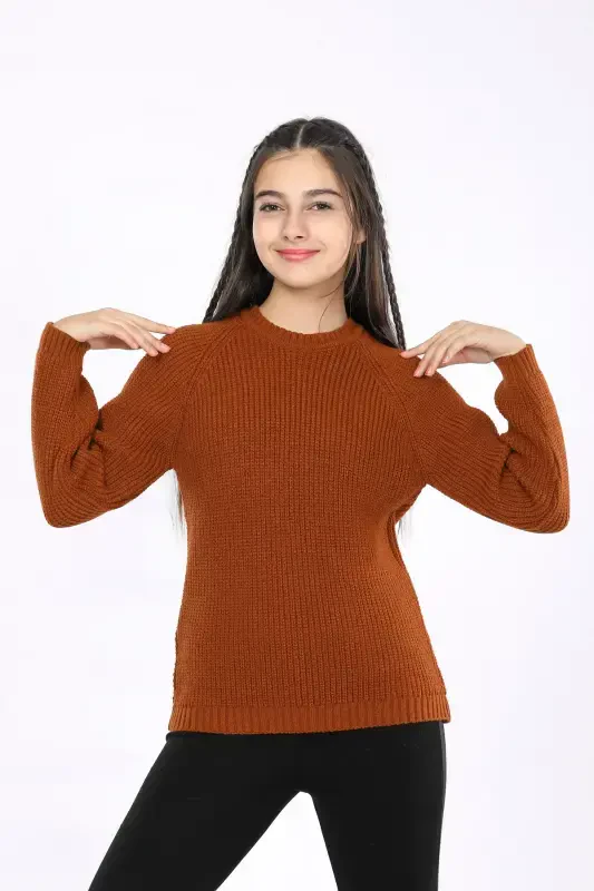 Qiz bola uchun oddiy trikotaj kozok (4-13 yosh) - MIS - 1