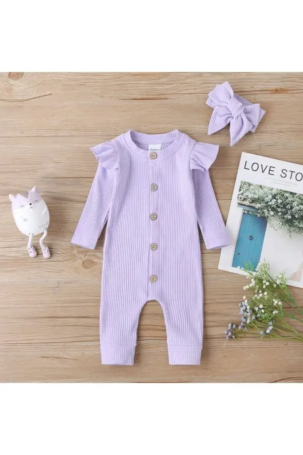 Qiz bola uzun yengli fliс 100% paxta kombinezoni - 1