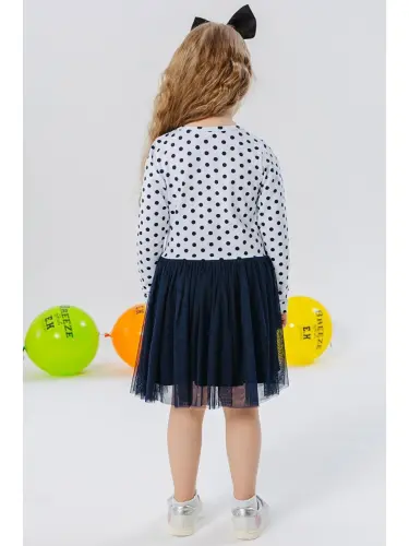 Qiz bola uzun yengli ko'ylak O'ychan qiz bosmali nuqta-nuqtali oq (2-4 yosh)-Oq - 6