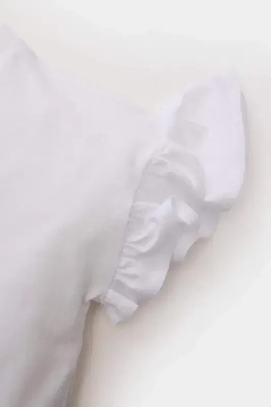 Qiz bola Velosiped yoqali gulli qisqa yengli futbolka - 3