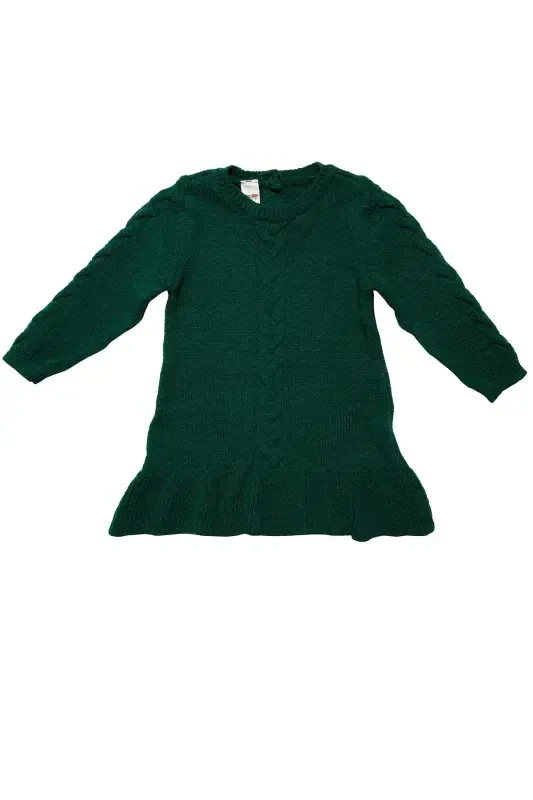 Qiz bola yashil uzun yengli triko ko'ylagi - Yashil - 1