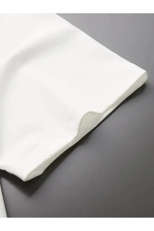 Qiz bola yozgi mato kulrang sport kostyumi gulli kapalak bosmali oq futbolka kostyumi-oq - 3