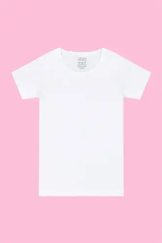 Qiz bolalar oq rangli futbolka qisqa yengli paxtadan - 1