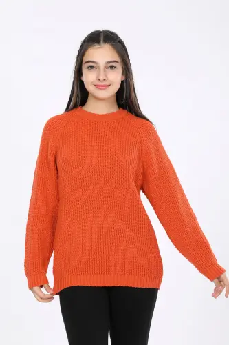 Qiz Bolalar Regular Fit Asosiy Trikotaj Jemper 4-13 Yosh - TO‘Q SARI 