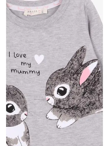 Qiz bolalar tunikasi quyon naqshli kulrang melanj (1.5-4 yosh) - Oq - 3