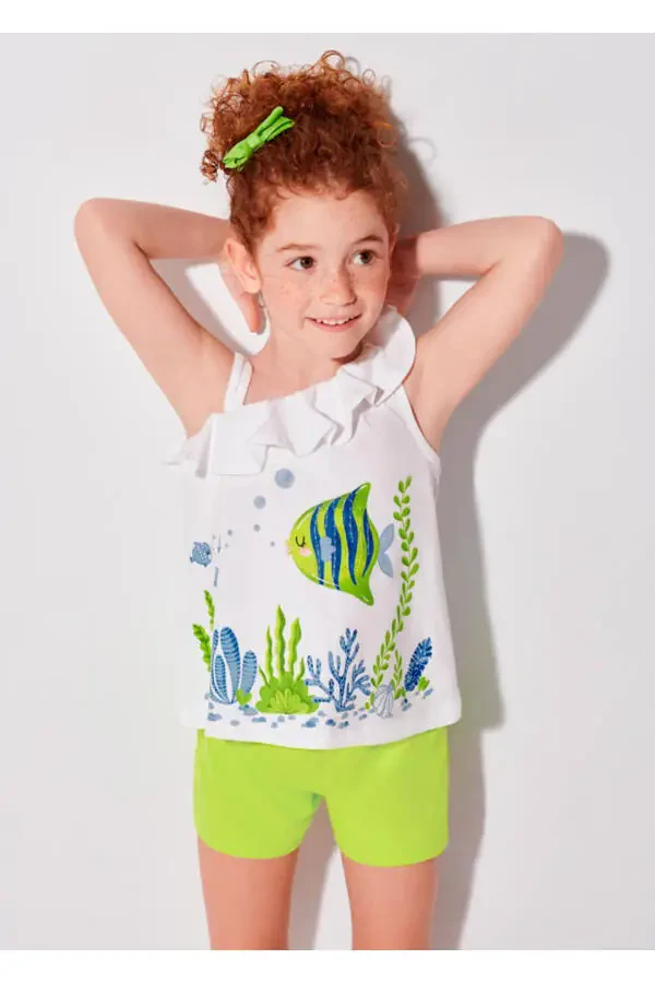 Qiz bolalar uchun bitta yelkada 2 qismli shortilar to'plami - 2