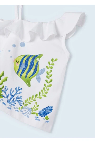 Qiz bolalar uchun bitta yelkada 2 qismli shortilar to'plami - 5