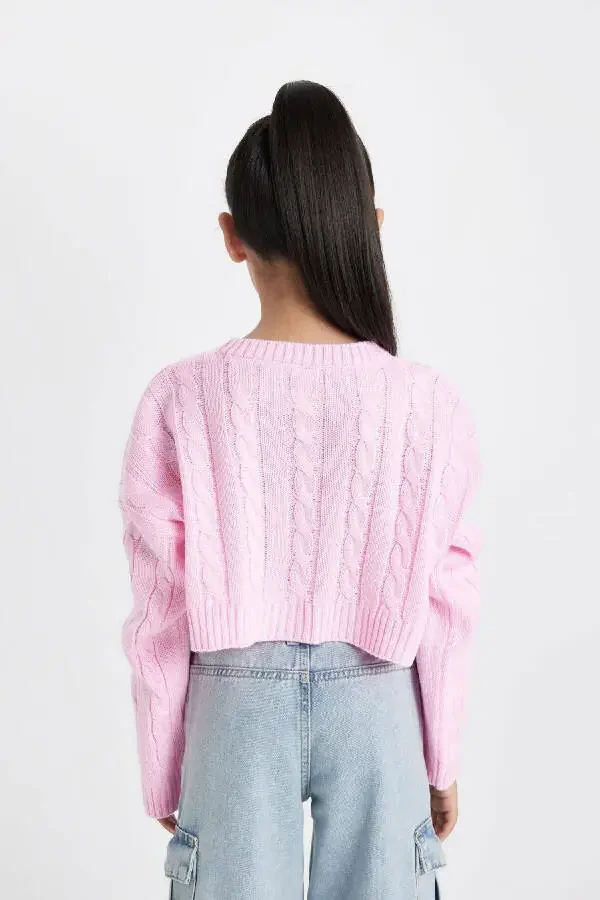 Qiz bolalar uchun Crop bisiklet yoqali sviter C6934A824AU - 5