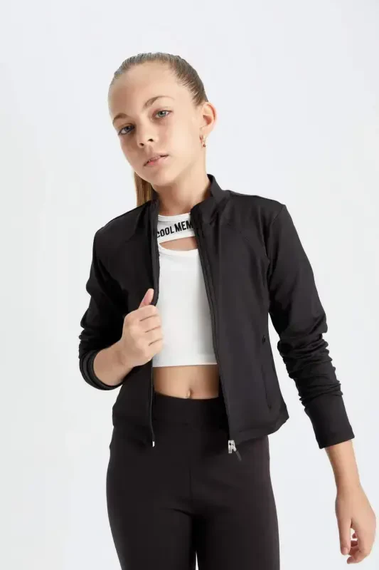 Qiz bolalar uchun fermuarlı tik yoqa ko'ylagi D2758A824AU - 4