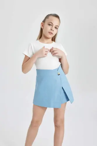 Qiz bolalar uchun gabardin shortik yubka C0127A824SM - Moviy-BE281 - 6