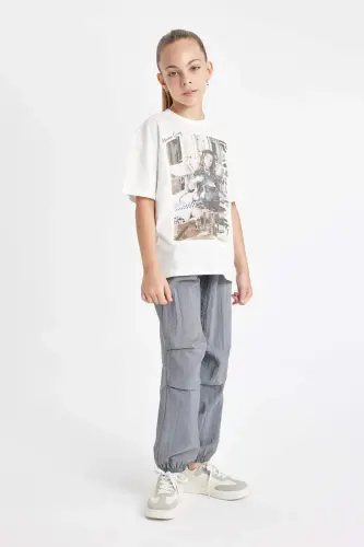 Qiz bolalar uchun parashyut jogger shimlari D0646A824SM - DEFACTO (1)