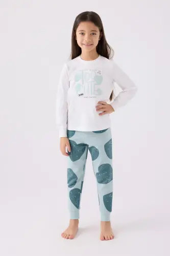 Qiz bolalar uchun pijama to'plami krem-su ko'k RP3471-2 - 1
