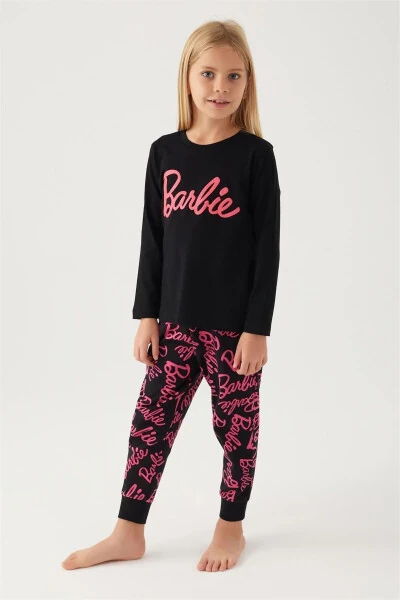 Qiz bolalar uchun pijama to'plami Qora L1766-G - BARBIE