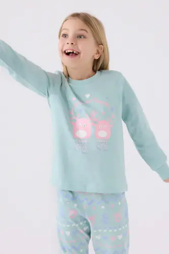 Qiz bolalar uchun pijama to'plami Su Yashil RP3486-2 - 2