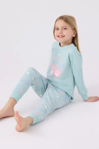 Qiz bolalar uchun pijama to'plami Su Yashil RP3486-2 - 3