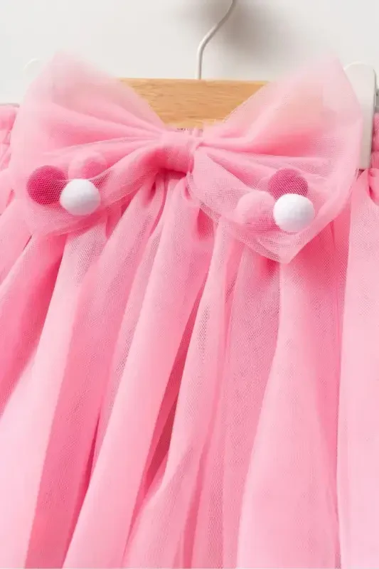 Qiz bolalar uchun pushti pomponli tutu yubka - 2