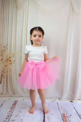 QIZ BOLALAR UCHUN TULU YUBKA, PONPONLI YOKI TEKIS-OCH ROZIVIY - GÜL BABY (1)