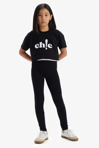 Qiz bolalar uchun uzun asosiy taytlar Qora - 1