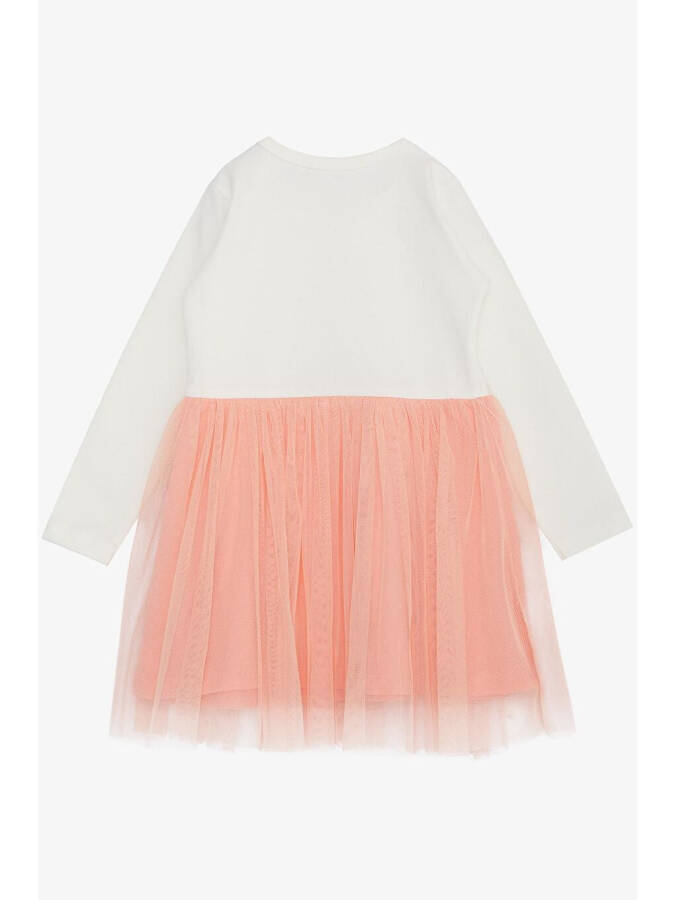 Qiz bolalar uchun uzun yengli ko'ylak, gulli naqshli, yoqimli jirafa bosma, ekru rangi (1,5-3 yosh) - 2