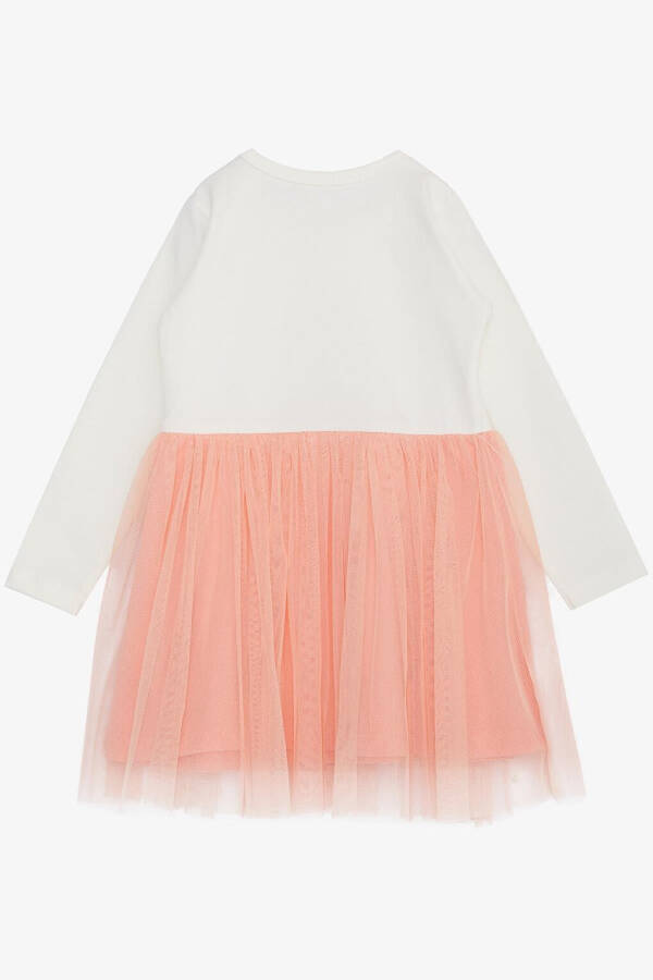 Qiz bolalar uchun uzun yengli ko'ylak, gulli naqshli, yoqimli jirafa bosma, ekru rangi (1,5-3 yosh) - 6