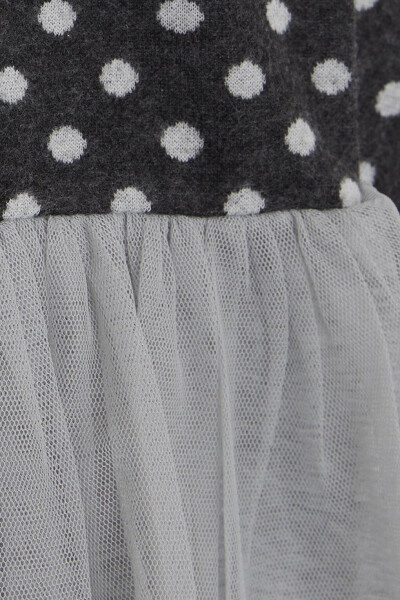 Qiz bolalar uchun uzun yengli libos, tul va kamon bilan, antrasit (1,5-5 yosh) - 8