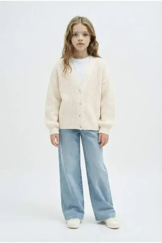 Qiz bolalar uchun V bo'yinli kardigan - 2