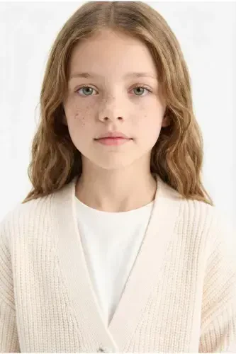 Qiz bolalar uchun V bo'yinli kardigan - 4