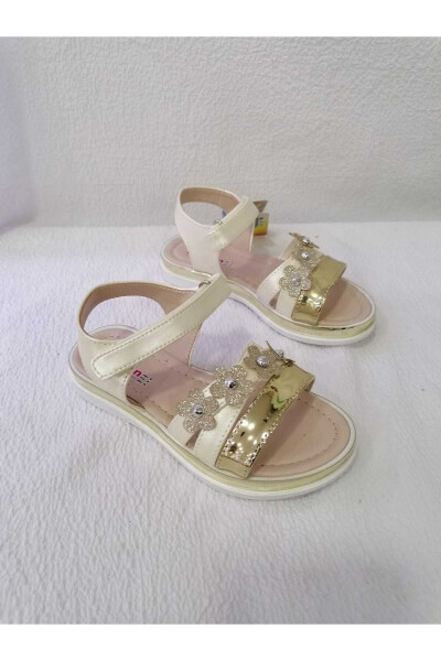 Qiz bolalar uchun yaltiroq gullar va yostiqli taglikli sandal - ÖZGÜR KIDS