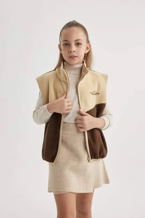 Qiz bolalar uchun yarim baliqchi yoqa plyush ko'ylagi Kofe - 8