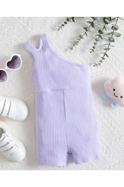 Qiz bolalar uchun yozgi kombinezon, elka tafsilotlari bilan, 100% paxta, kemasimon yoqa - BEBEKPARE