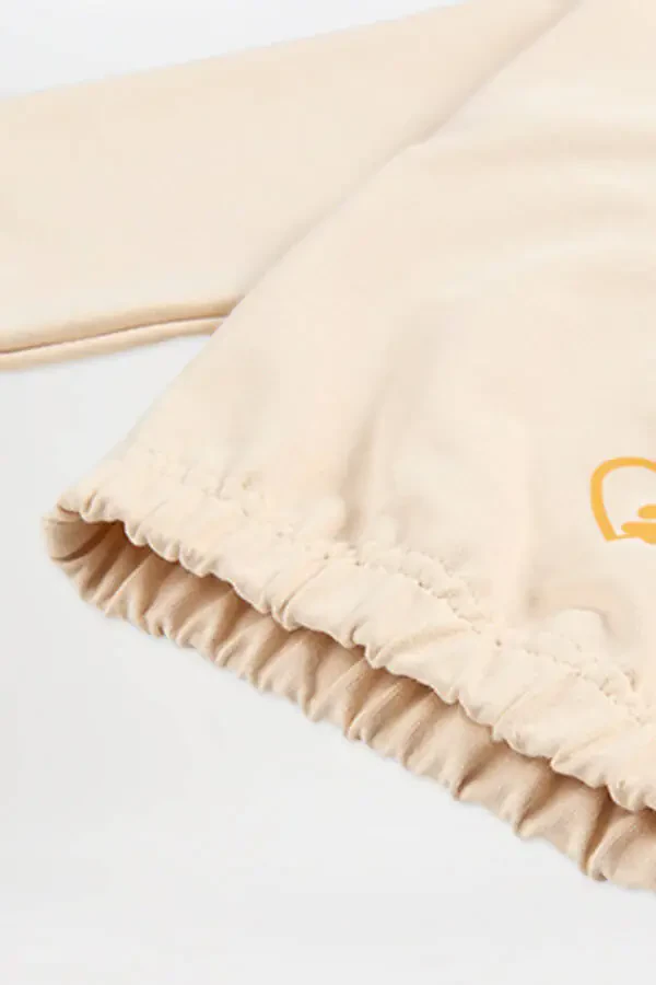 Қиз болалар учун босмали, капюшонли беж рангли свитер - 6