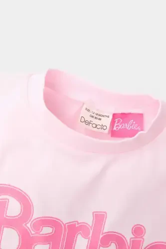 Qiz chaqaloq Barbie velosiped yoqali qisqa yengli futbolka E - DEFACTO (1)