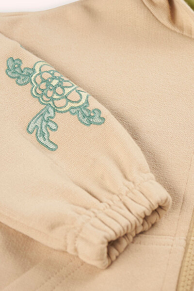 Qiz chaqaloq fermuarli bej rəngli sviter - 3