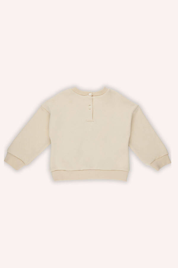 Qiz chaqaloq fonari tafsilotli bej sweatshirt - 2