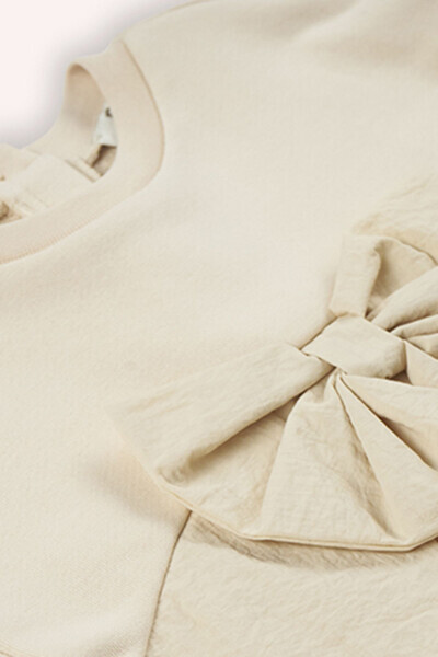 Qiz chaqaloq fonari tafsilotli bej sweatshirt - 3