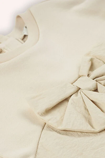 Qiz chaqaloq fonari tafsilotli bej sweatshirt - 3