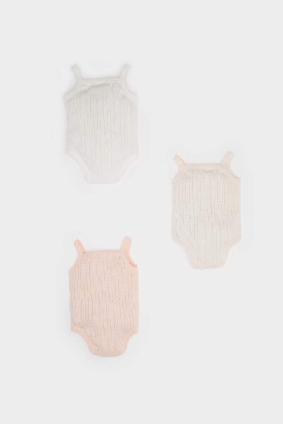 Qiz chaqaloq yangi tug'ilgan kvadrat yoqali 3-li yupqa tasmali chiqitli body och pushti - 4