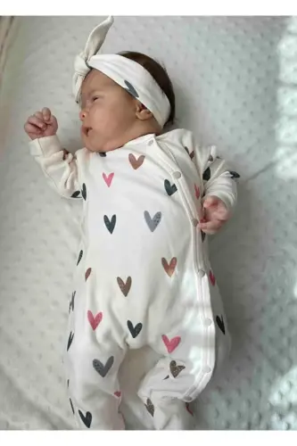 Qiz chaqaloq yangi tug'ilgan organik pastel 2 qismli tulum to'plami - 3