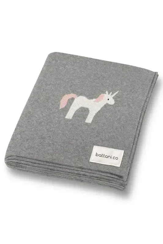 Qiz va Erkak Chaqaloq Uchun Triko O'rash Chaqaloq Ko'rpasi 85cm X85cm Unicorn Kulrang-kulrang3 - BATTANI.CO