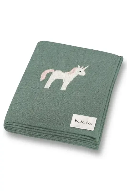 Qiz va Erkak Chaqaloq Uchun Triko O'rgimchak Chaqaloq Ko'rpasi 85cm X85cm Unicorn Yashil-yashil3 - BATTANI.CO