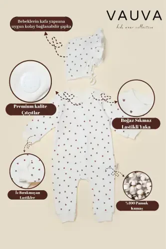 Qiz va O'g'il Bolalar uchun Bodysuit - 3-24 Oy - Mavsumiy Shlyapa bilan Bodysuit - VAUVA (1)