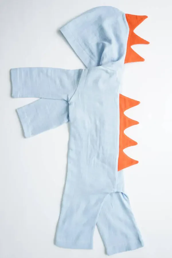 Qiz va O'g'il Bolalar uchun Dinozavr Naqshli Muslin Matoli Kaputli Kombinezon - 4