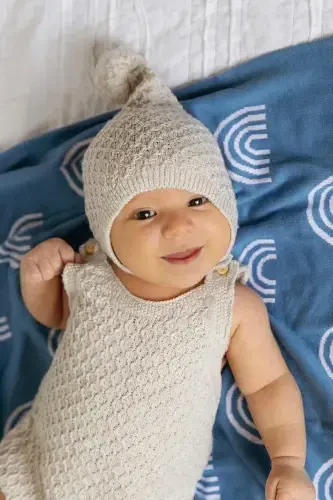 Qiz va O'g'il chaqaloq uchun trikotaj to'quv chaqaloq adyoli 85cm X85cm Rainbow Moviy-Moviy Rainbow - 4